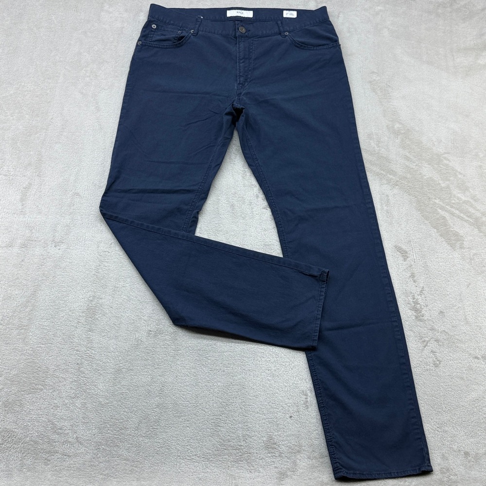 Brax Chuck Modern Pants Mens 36x34 Navy Blue Micro Texture 5-Pocket Trousers